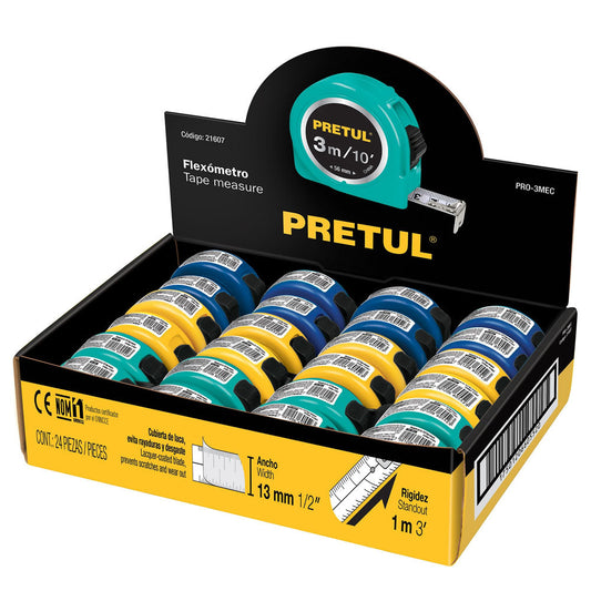 FLEXÓMETRO 5.5 M, DE COLORES, TARJETA CON 6 PIEZAS