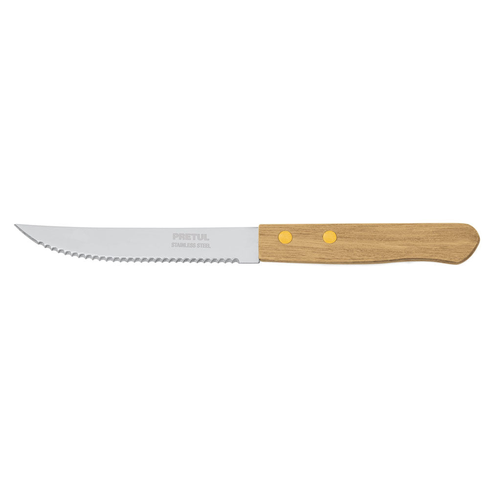 CUCHILLO PARA ASADO CON SIERRA, MANGO MADERA, 5'
