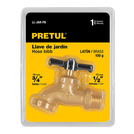 LLAVE DE NARIZ PARA JARDÍN, 1/2' EN BLISTER, PRETUL