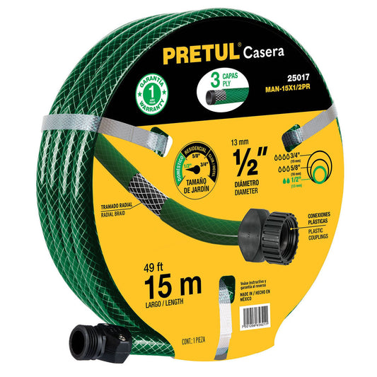 MANGUERA 1/2 REFORZADA 3 CAPAS 10 MTS MAN-10X1/2PR