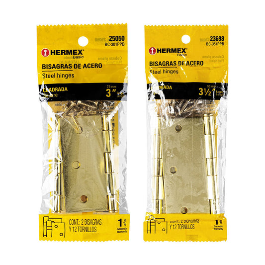 BISAGRA LATONADA CUAD 3" BLISTER 2 PZAS BASIC BC-301PPB