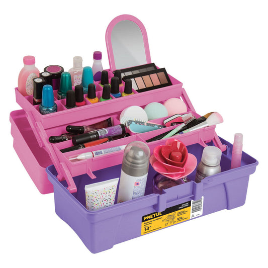 CAJA COMESTIQUERA 14", ROSA/MORADO PRETUL