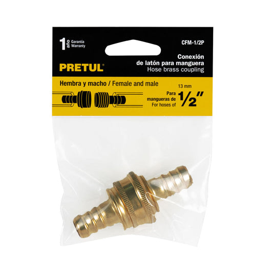 CONECTOR 1/2", MACHO Y HEMBRA, PRETUL