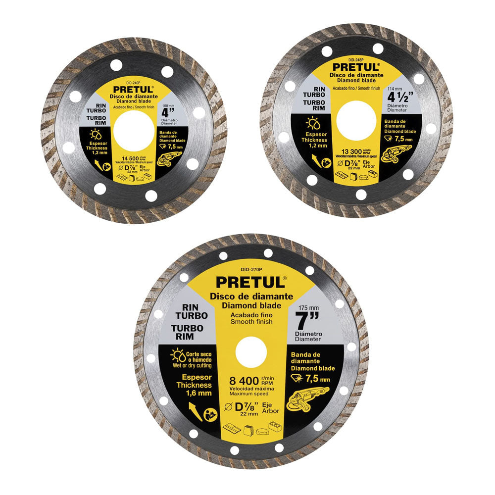 DISCO DE DIAMANTE DE 7' X 1.6 MM RIN TURBO, PRETUL