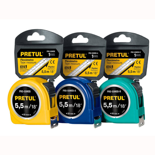 FLEXOMETRO VERDE 5.5 M CINTA 19MM PRETUL