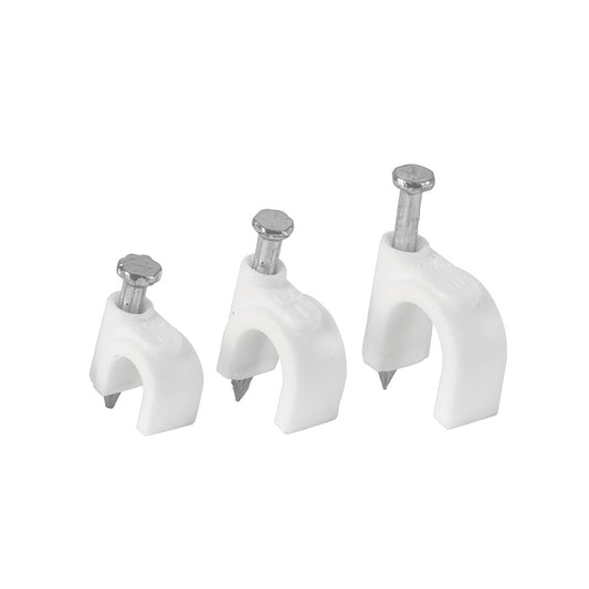 GRAPA PARA CABLE REDONDO 6MM BLANCA 500 PZAS