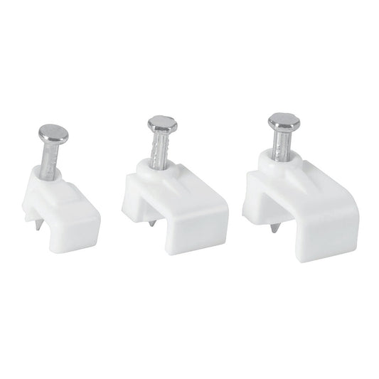 GRAPA PARA CABLE PLANO 6 X 9.5MM BLANCA