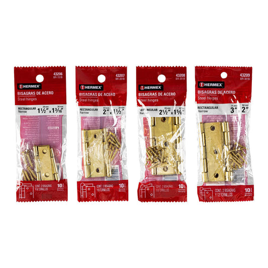 BISAGRA RECTANGULAR 3', LATÓN, BLISTER CON 2 PZAS