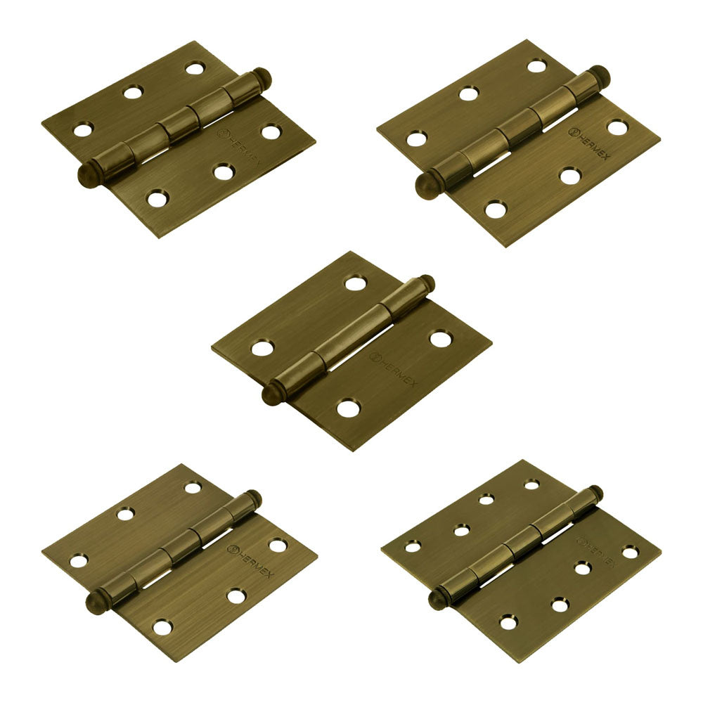 BISAGRA ACERO LATONADO ANTIGUO 4" CABEZA PLANA