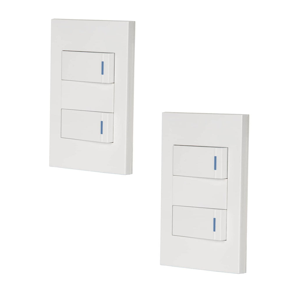 PLACA ARMADA 2 INTERRUPTORES, 1 MÓDULO, ESPAÑOLA, BLANCO