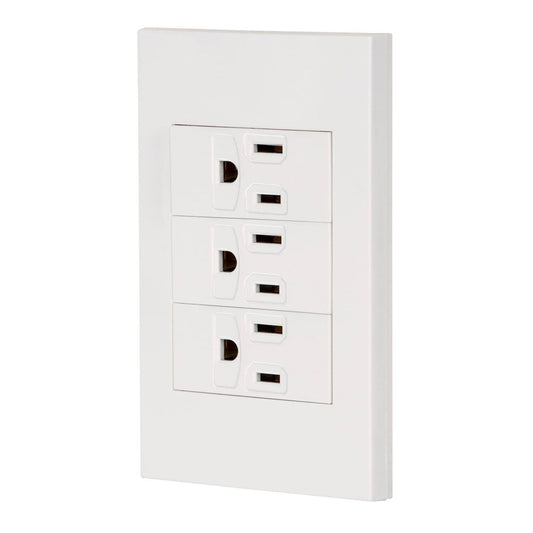 PLACA ARMADA 3 CONTACTOS 1 MODULO ESPAÑOLA BLANCO