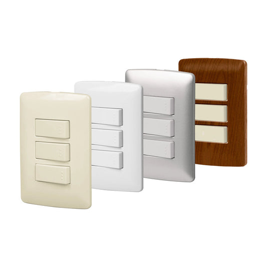 PLACA ARMADA 3 INTERRUPTORES SENCILLOS BLANCO LINEA ITALIANA