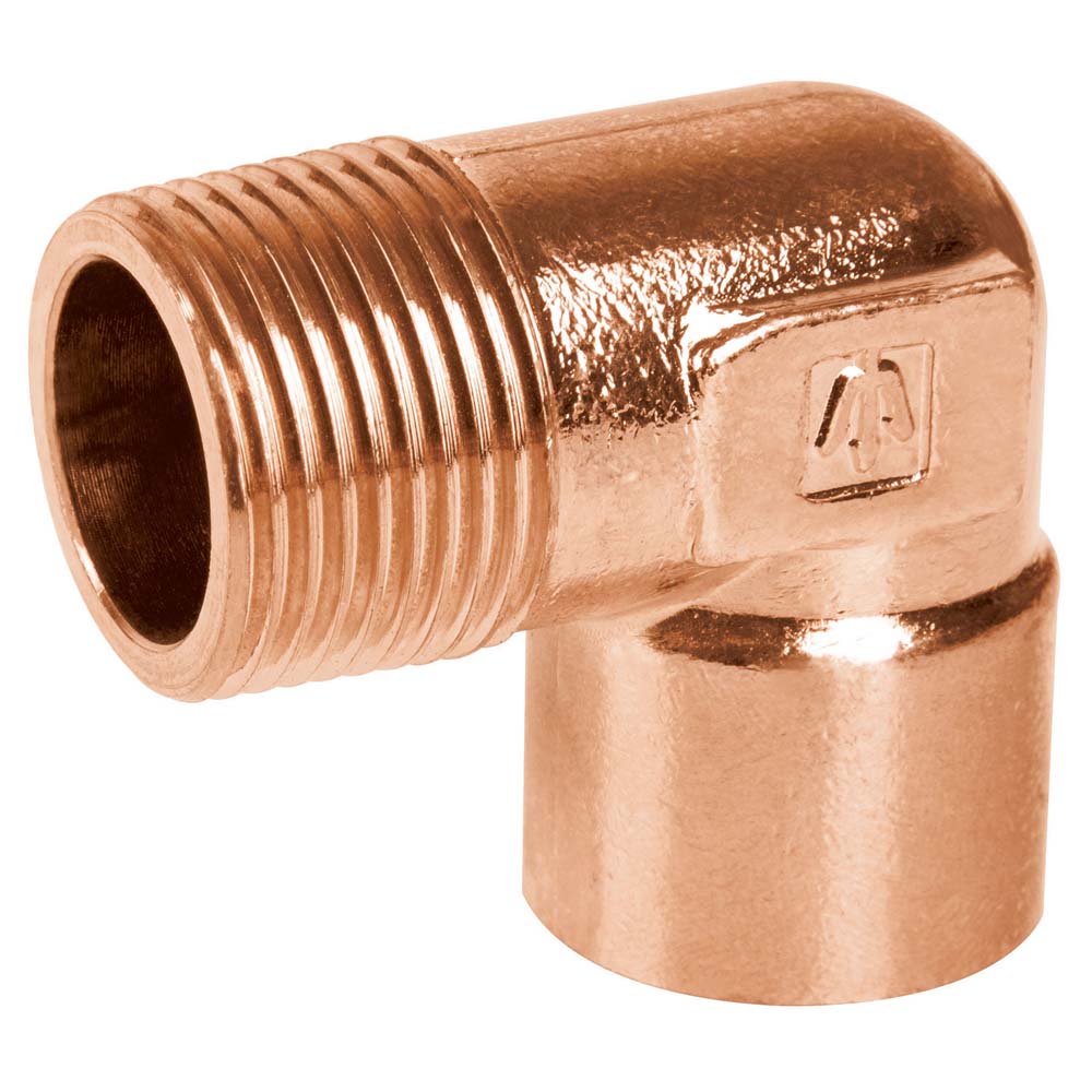 CODO DE COBRE 90°, ROSCA EXTERIOR 3/4'